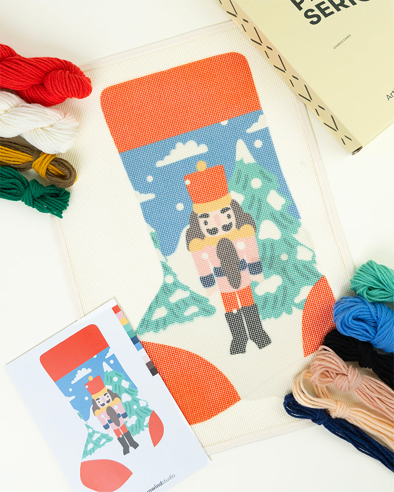 Nutcracker in the Snow Stocking Needlepoint Kit