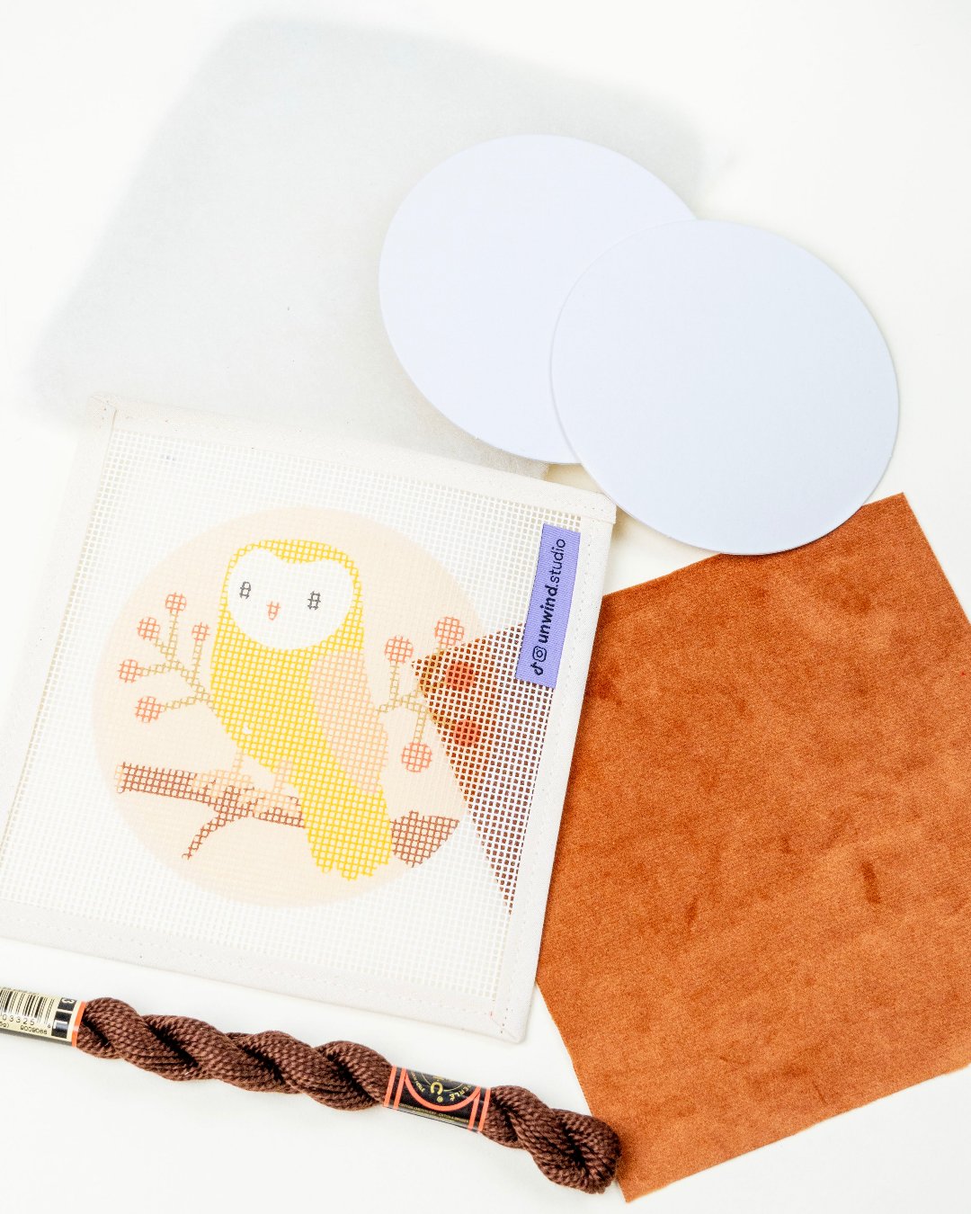 Eule & Beeren Gobelinstickerei Ornament set