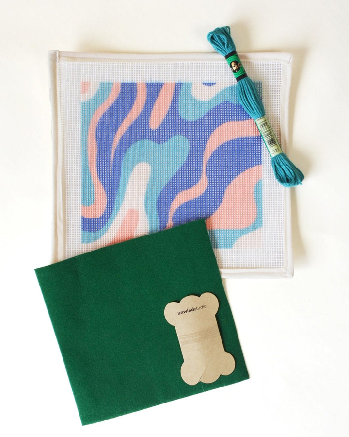 Pastel Waves Sunglasses Case Needlepoint Kit by Unwind Studio
