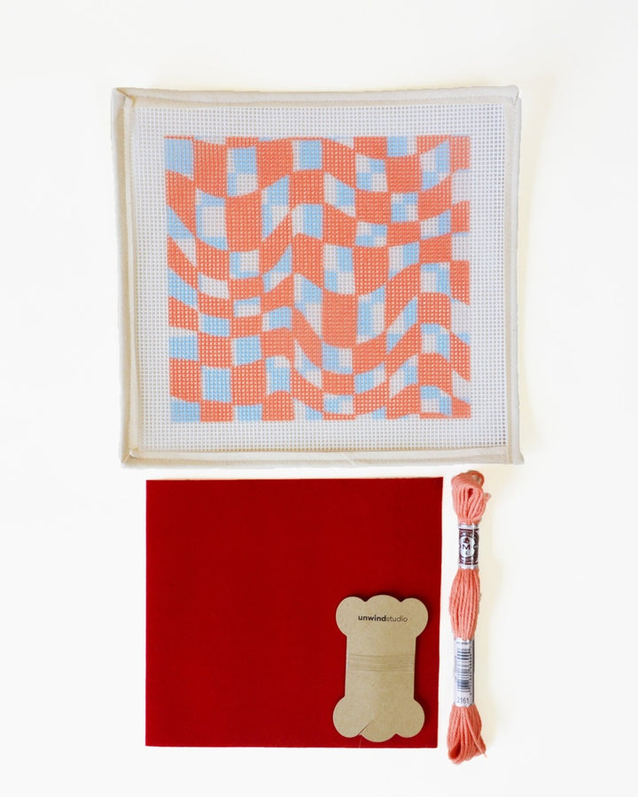 Summer Checker Sunglasses Case Needlepoint Kit by Unwind Studio