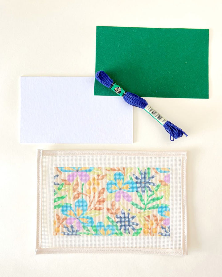 Pansy Parade Needlepoint Kit for Clutch Insert/Phone Holder