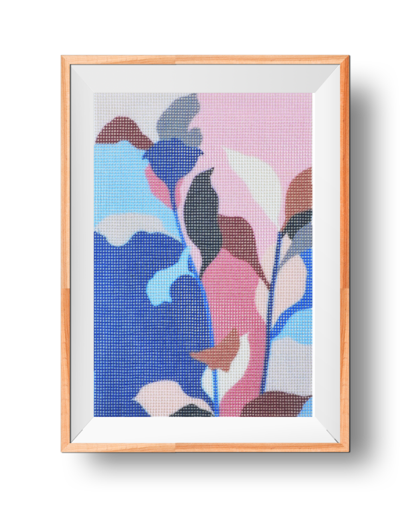 Pink Foliage Needlepoint Kit by Unwind Studio