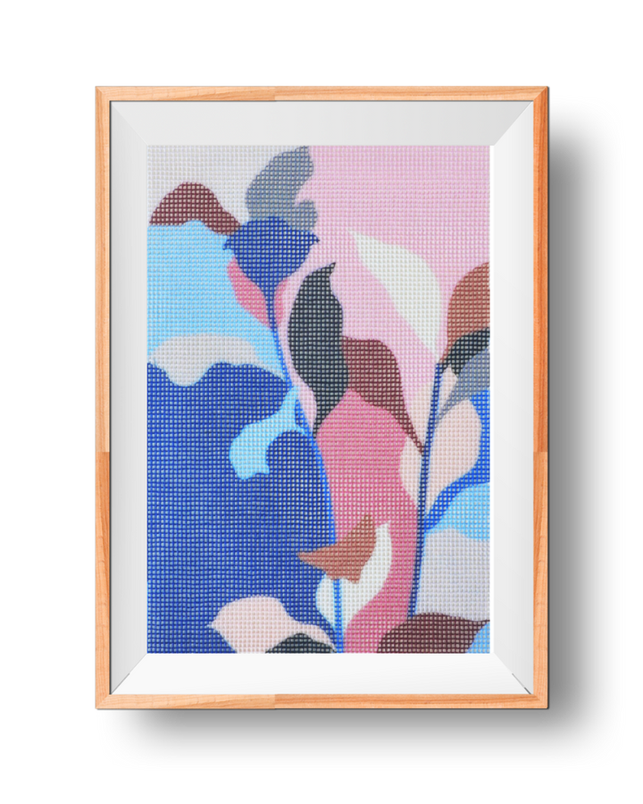 Pink Foliage Needlepoint Kit by Unwind Studio