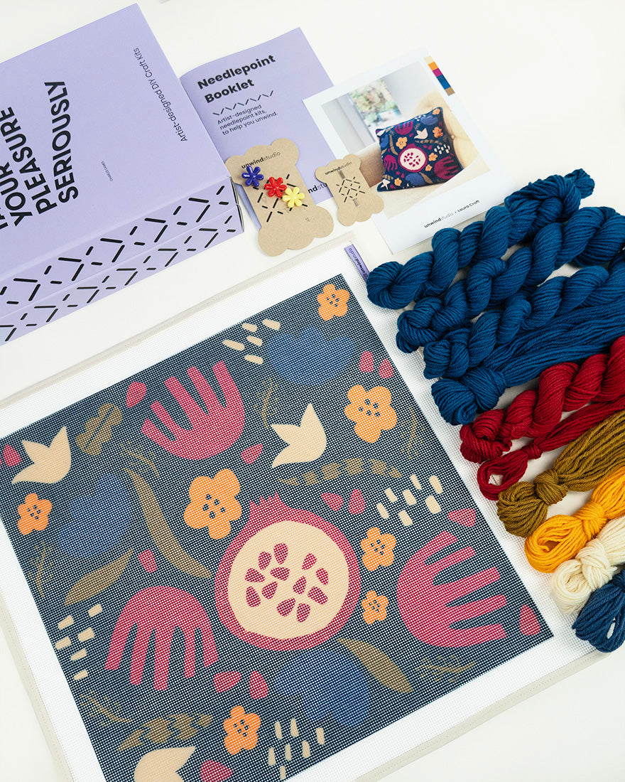 Pomegranates & Flowers Needlepoint Cushion Kit