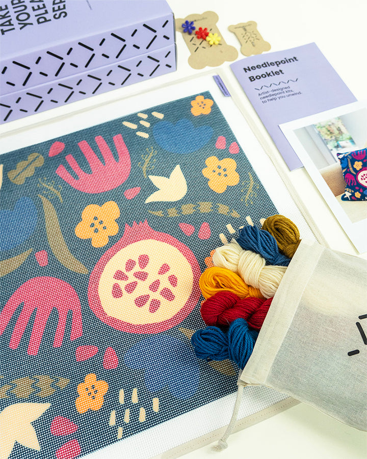 Pomegranates & Flowers Needlepoint Cushion Kit