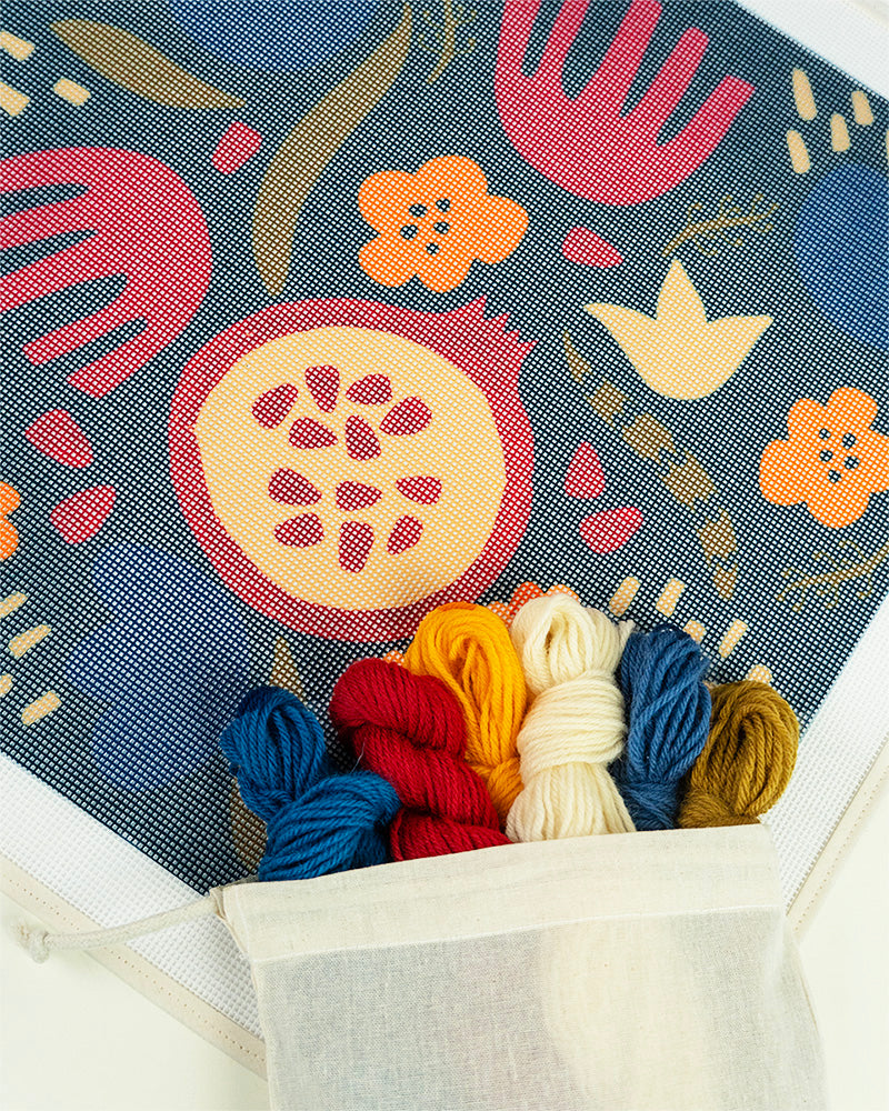 Pomegranates & Flowers Needlepoint Cushion Kit