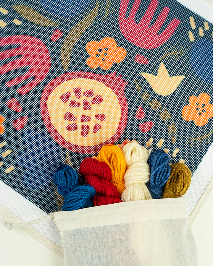 Pomegranates & Flowers Needlepoint Cushion Kit