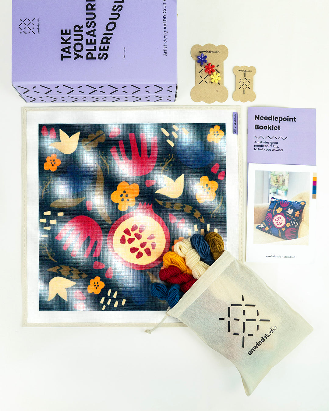 Pomegranates & Flowers Needlepoint Cushion Kit