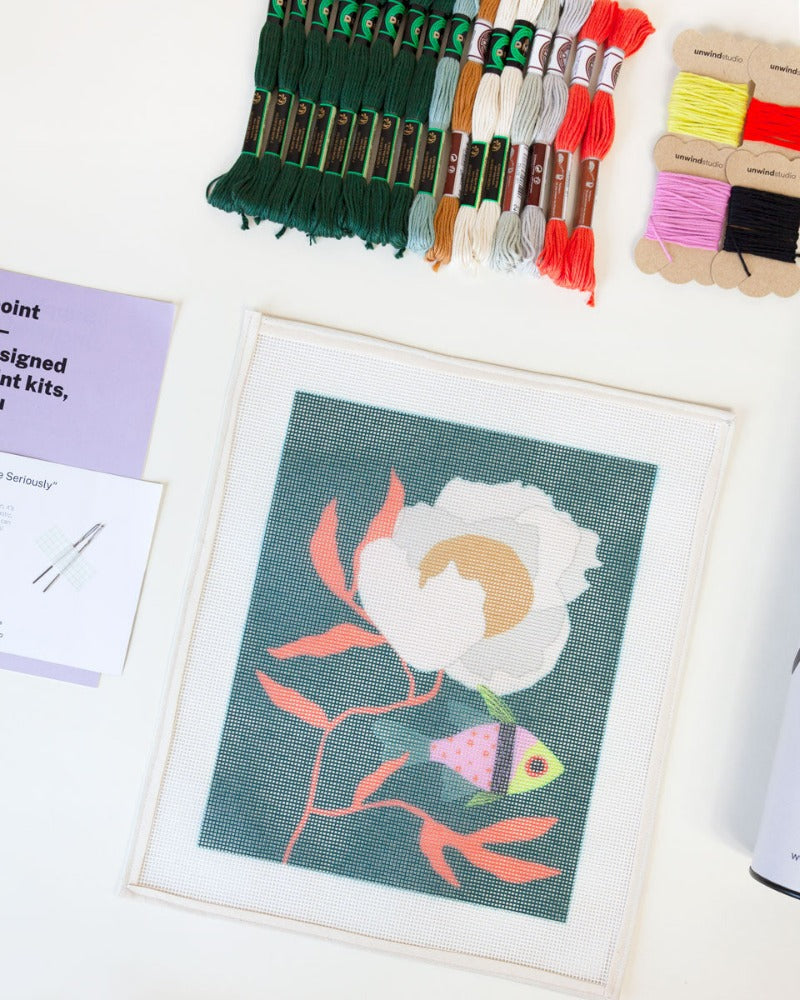 Pajama Fish Needlepoint Kit by Unwind Studio