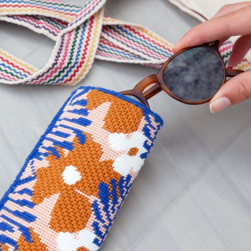 Royan needlepoint sunglasses case by Unwind Studio