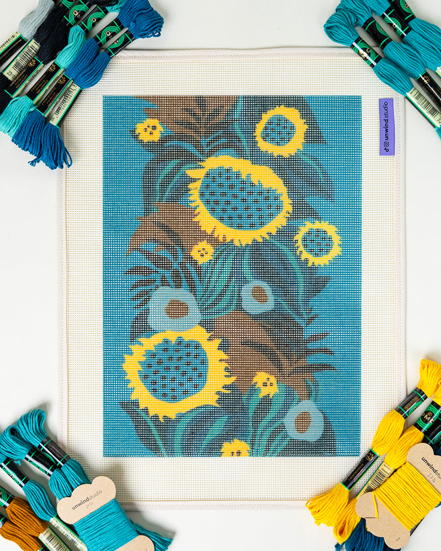 Sunflowers in the Dark Needlepoint Kit