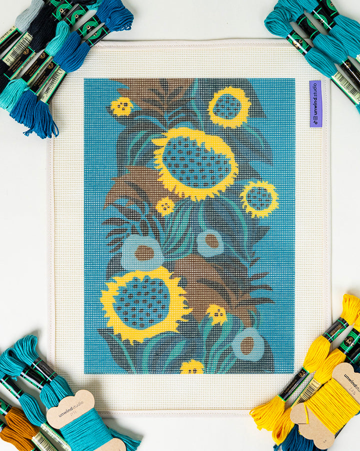 Sunflowers in the Dark Needlepoint Kit