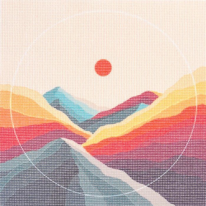 Orange and Teal Mountain Needlepoint Kit by Unwind Studio