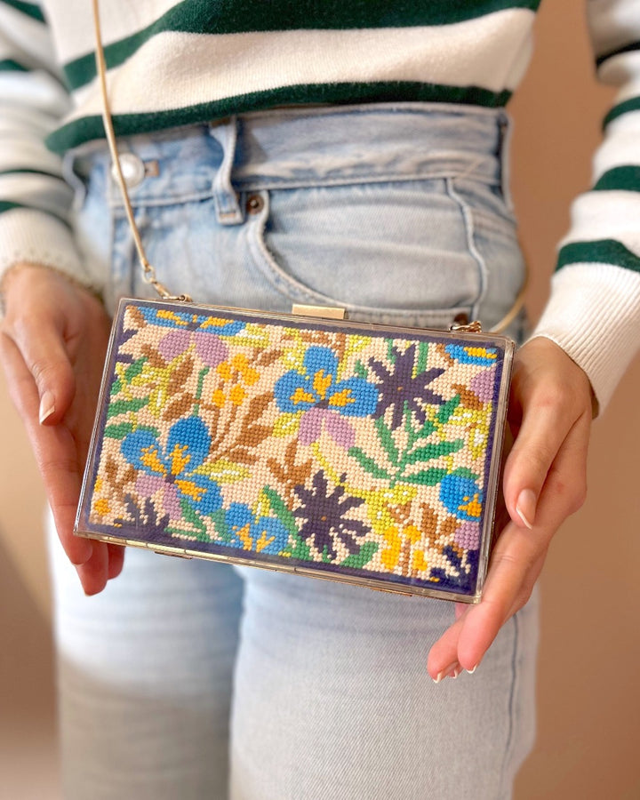 Pansy Parade Needlepoint Kit for Clutch Insert/Phone Holder