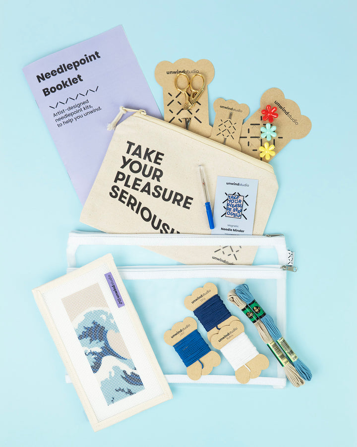 NEEDLEPOINT STARTER KIT "The Great Wave" Bookmark