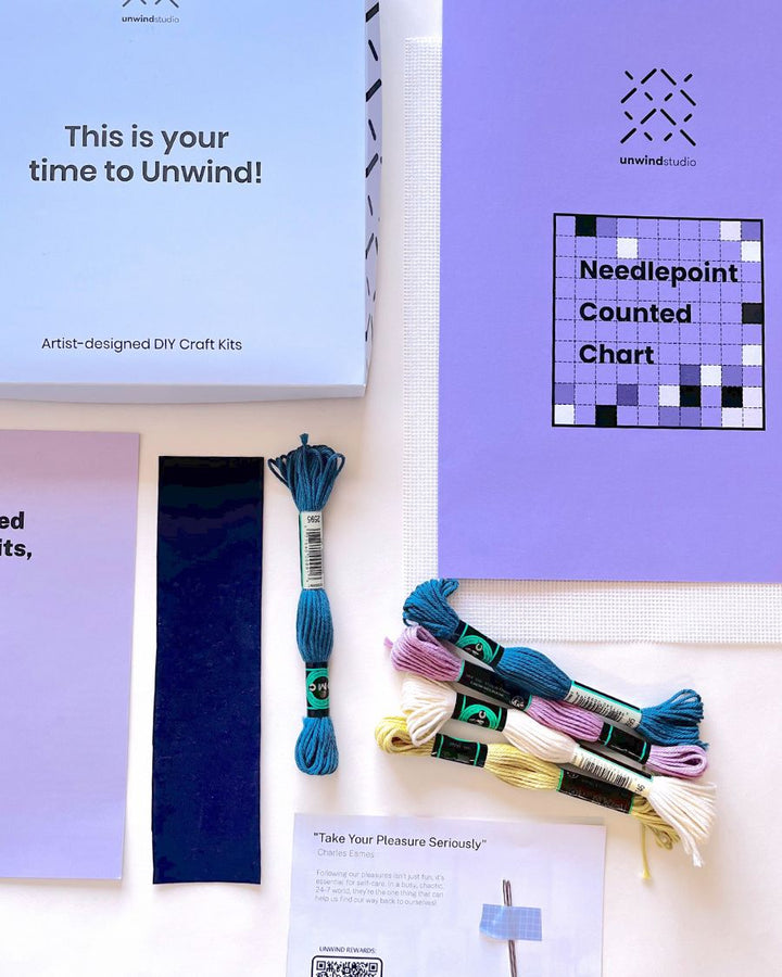 Abstract Pattern Bookmark Needlepoint Kit (Counted Canvas Kit) by Unwind Studio