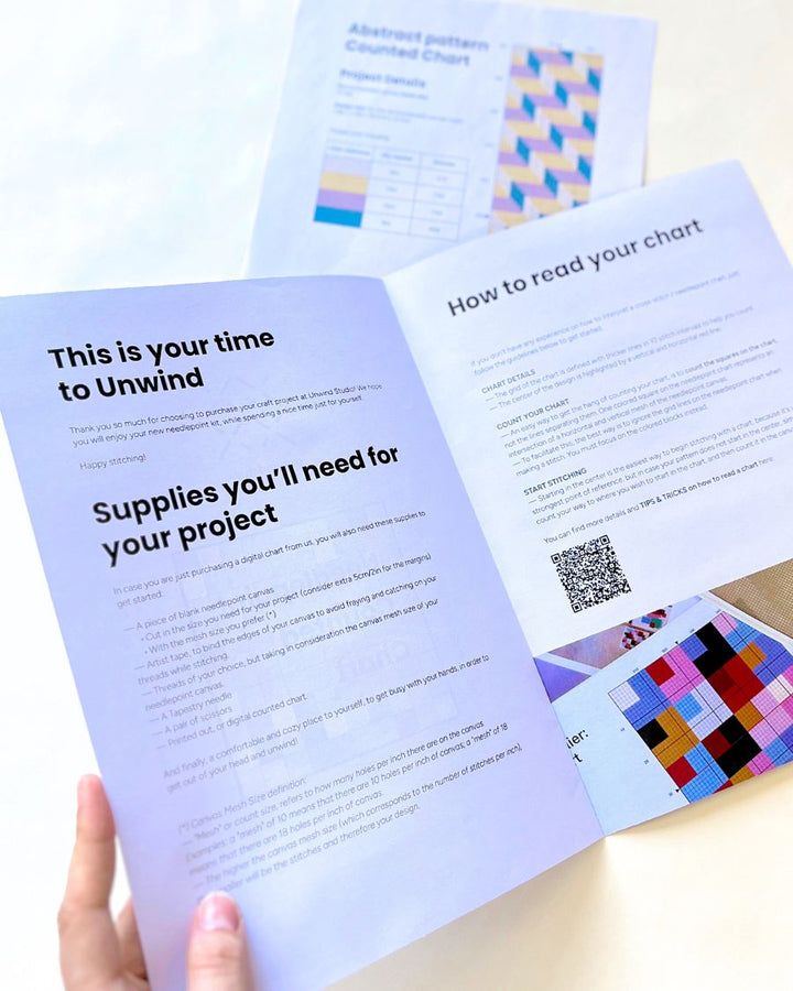 Abstract Pattern Bookmark Needlepoint Kit (Counted Canvas Kit) by Unwind Studio