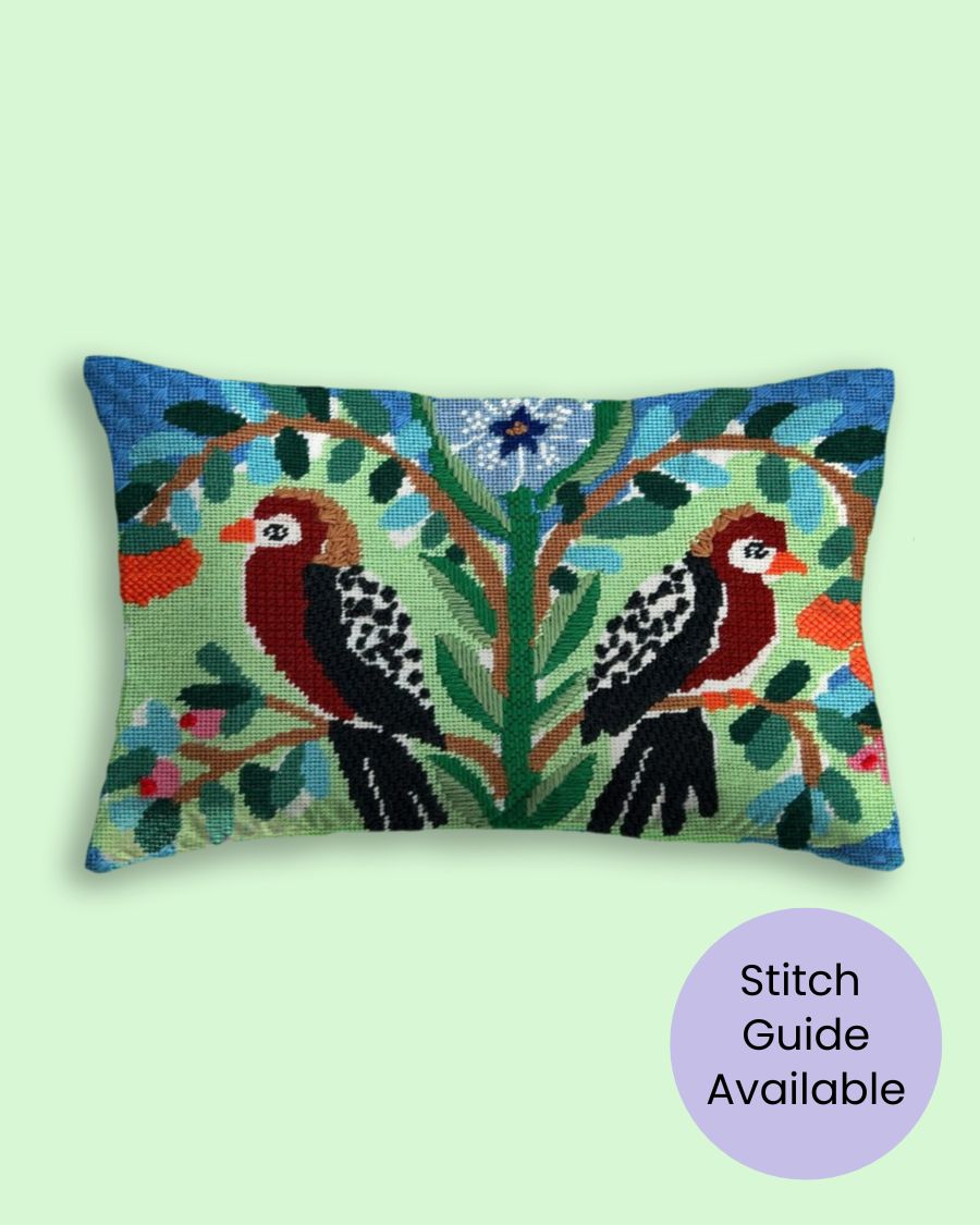 birds of a feather needlepoint cushion kit unwind studio