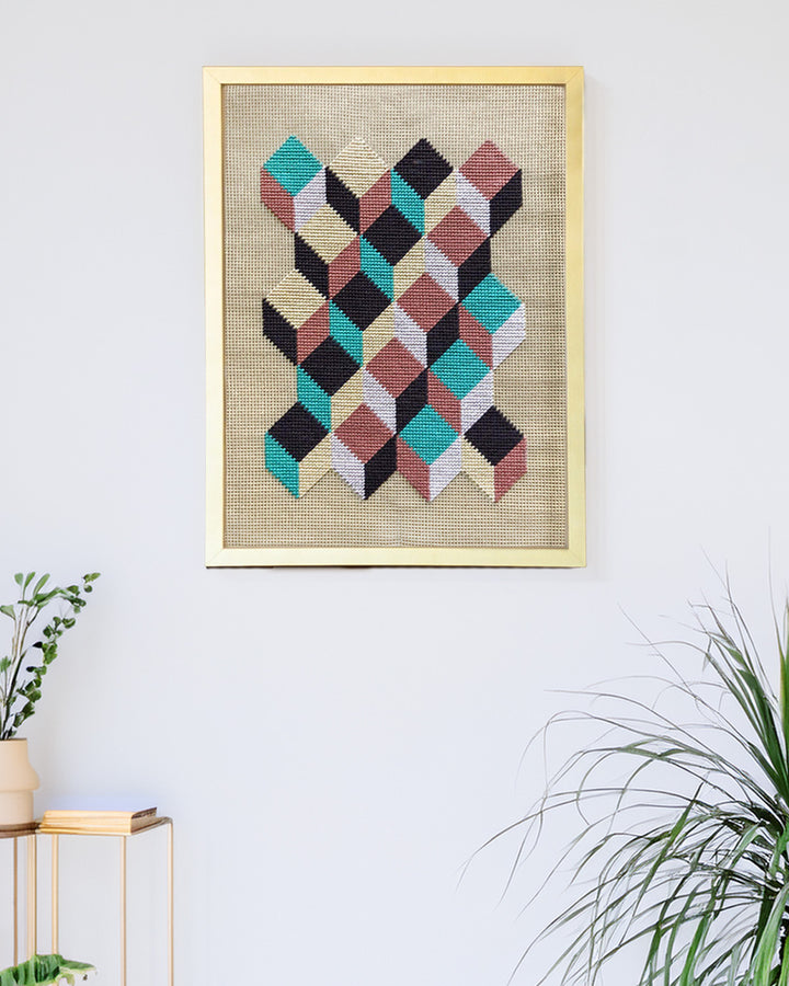 Escher Tumbling Blocks V2 Needlepoint Kit (Counted Canvas)