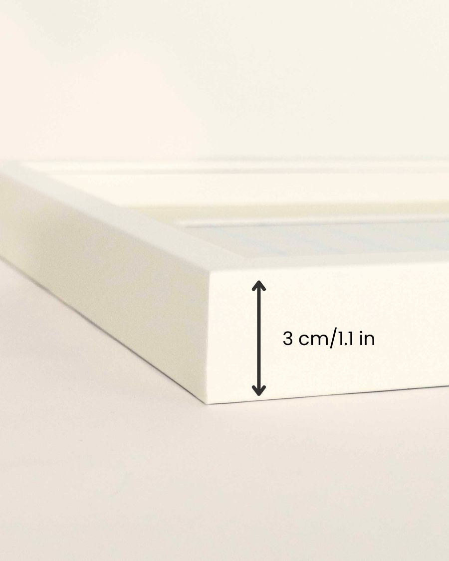 Solid Beech Wood Frame: White Small Deep-Set