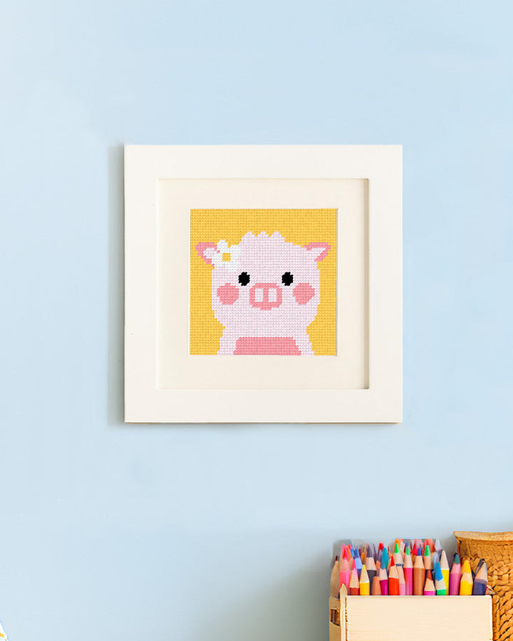 Pearl, das Schwein - Stickset für Kinder