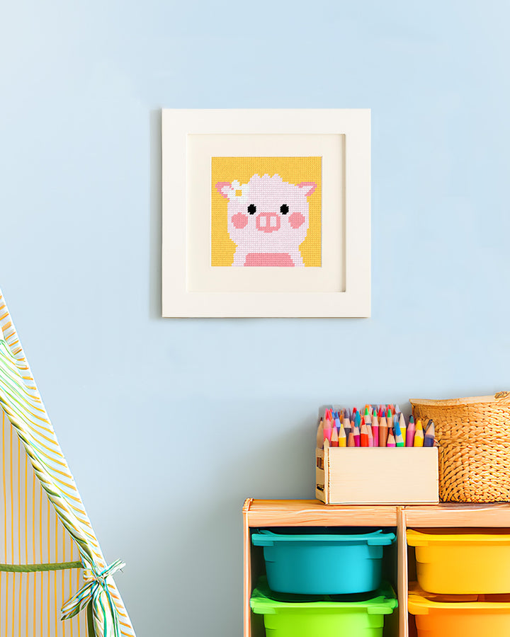 Pearl, das Schwein - Stickset für Kinder