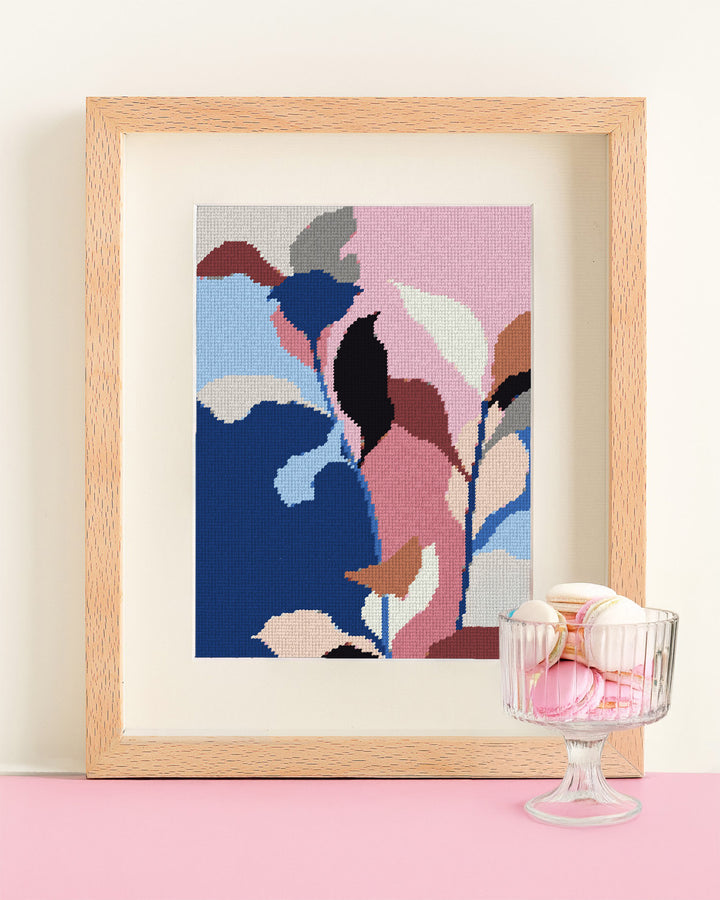 Pink Foliage Needlepoint Kit