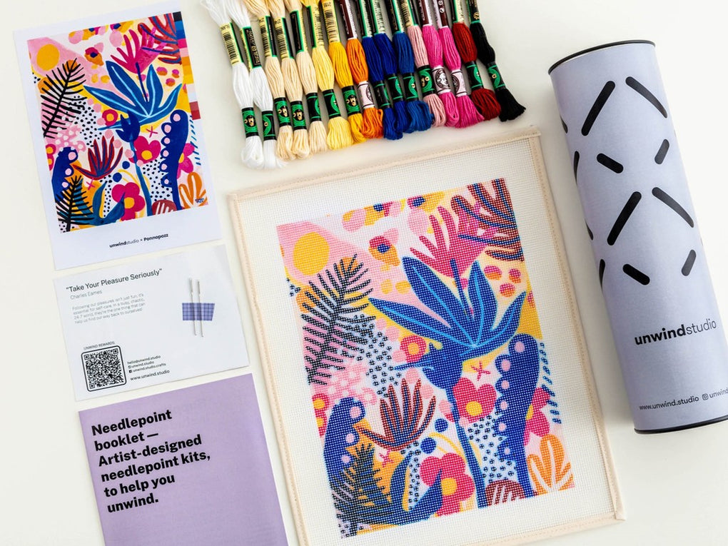 Colorful and modern needlepoint kit all inclusive
