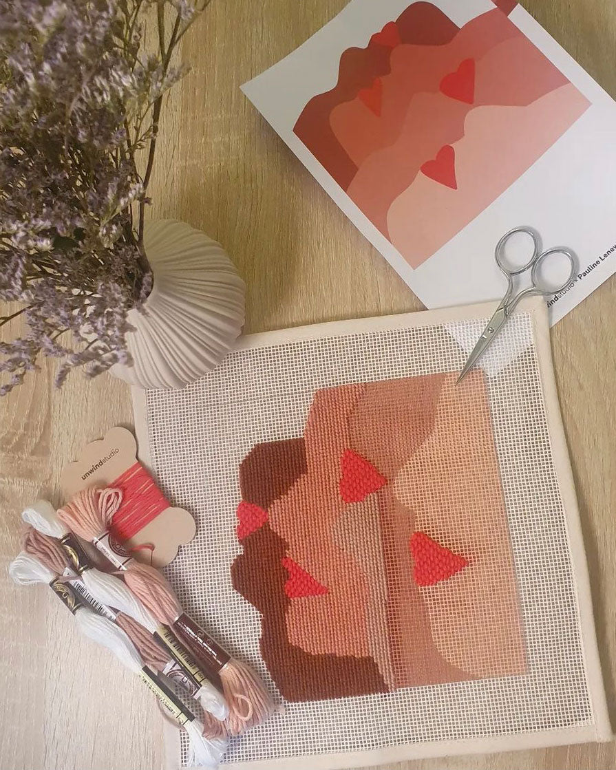 Baiser Terracota Beginner Needlepoint Kit by Unwind Studio