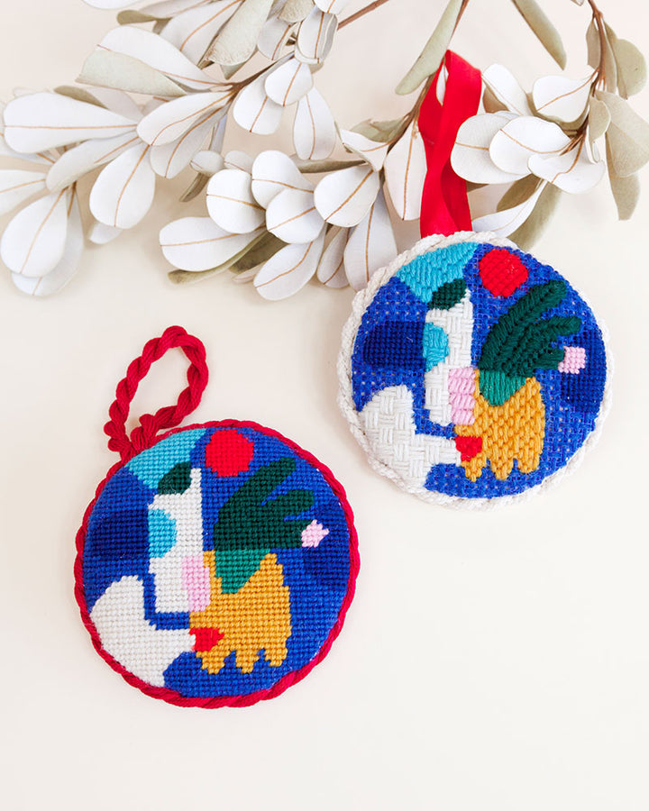 Bauble Flora Needlepoint Ornament Kit by Unwind Studio