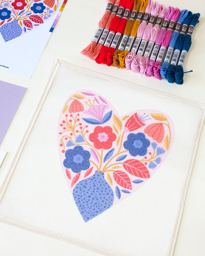 Botanical Heart Needlepoint Kit by Unwind Studio