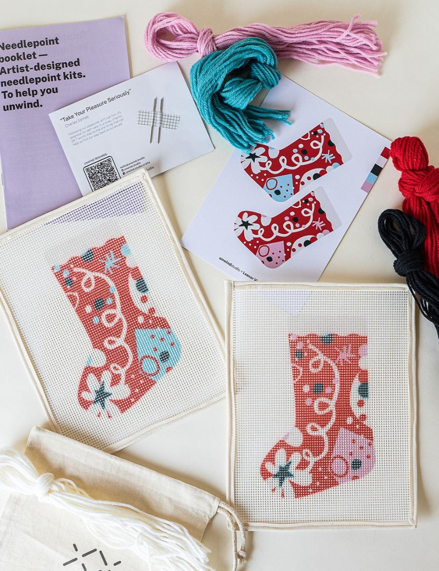 Kindness Modern Christmas Stocking Needlepoint Kit – Unwind Studio
