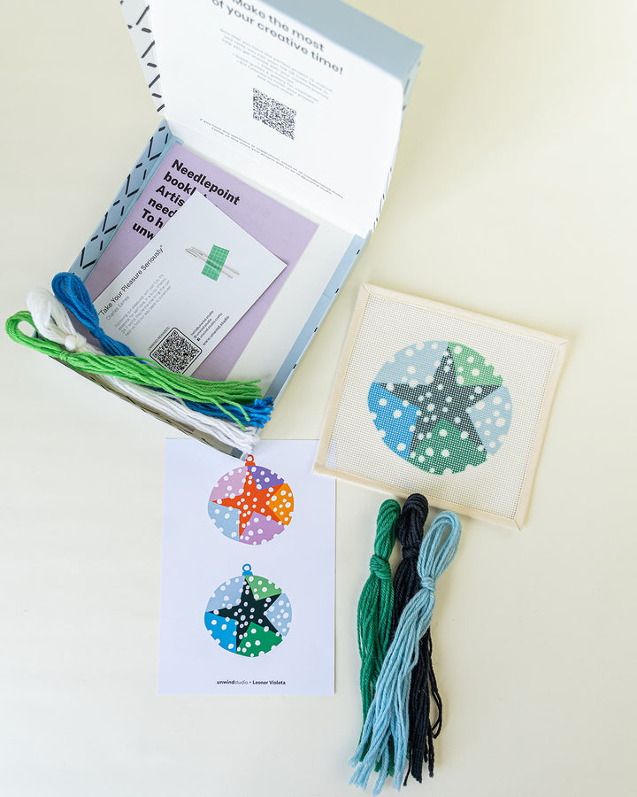 Green & Orange Snowing Night Needlepoint Kit by Unwind Studio