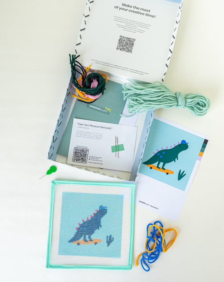 Dino The Skater - Needlepoint Kit for Kids by Unwind Studio