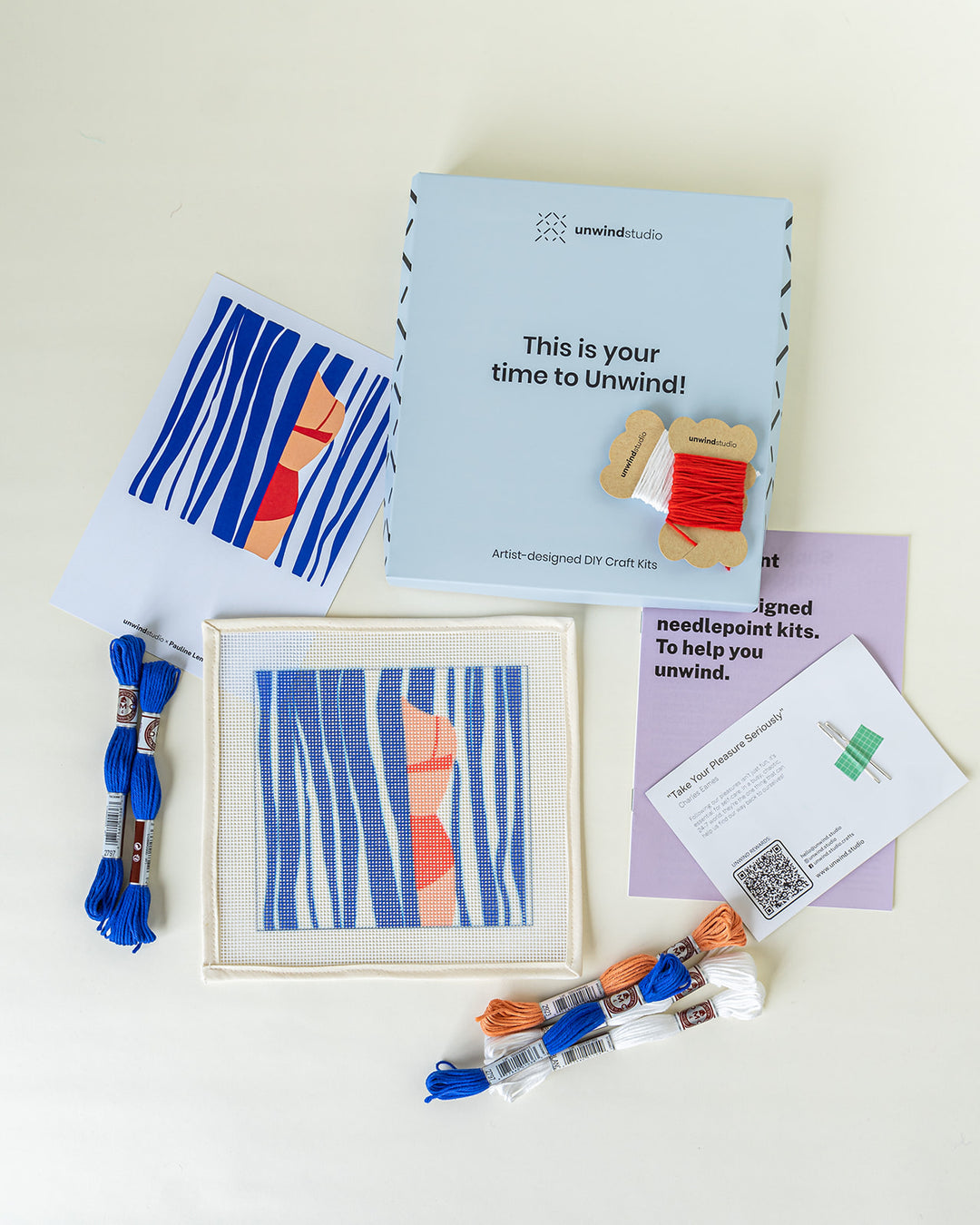 Marinière Needlepoint Sunglasses Case Kit by Unwind Studio