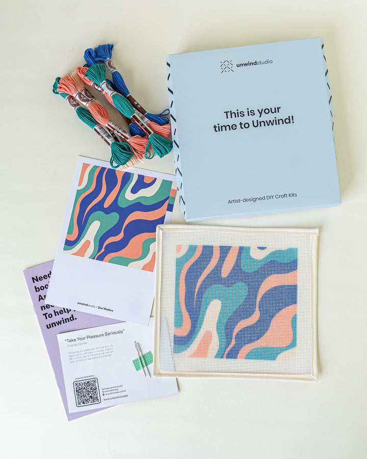 Pastel Waves Sunglasses Case Needlepoint Kit by Unwind Studio