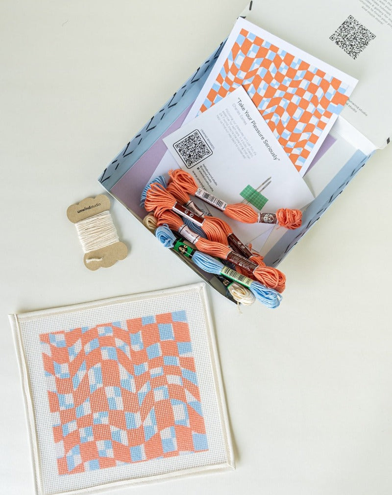 Summer Checker Sunglasses Case Needlepoint Kit by Unwind Studio