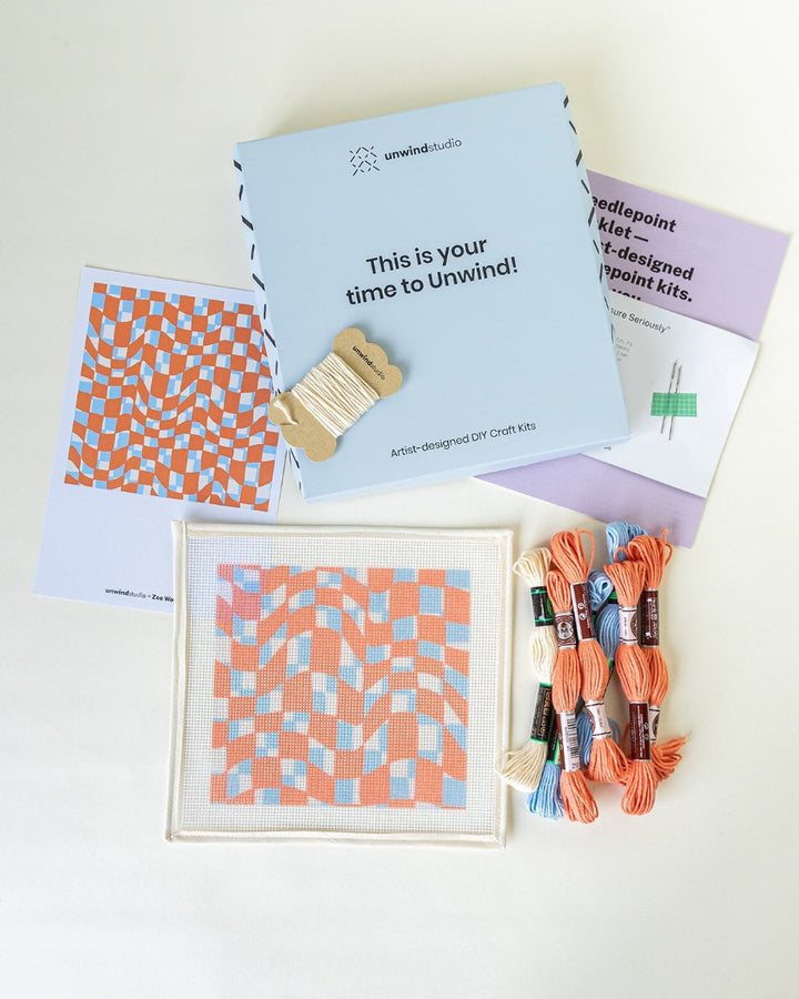 Summer Checker Sunglasses Case Needlepoint Kit by Unwind Studio