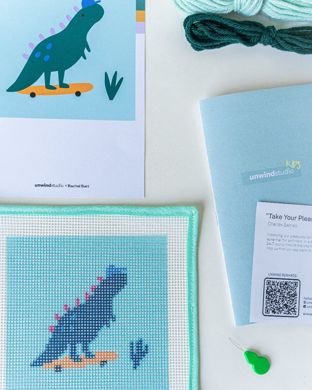 Dino The Skater - Needlepoint Kit for Kids by Unwind Studio