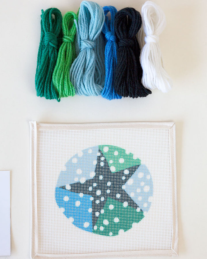 Green & Orange Snowing Night Needlepoint Kit by Unwind Studio