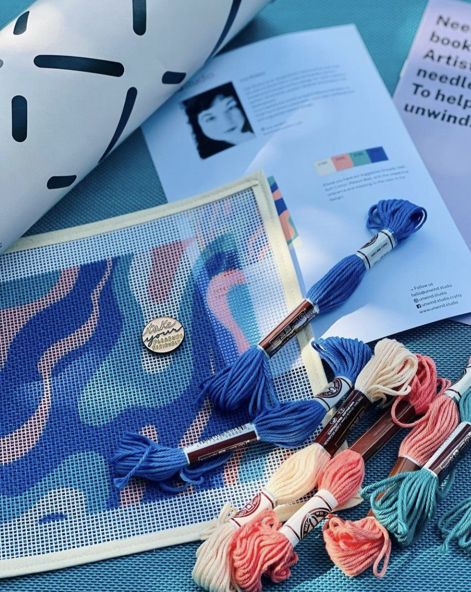 Pastel Waves Sunglasses Case Needlepoint Kit by Unwind Studio