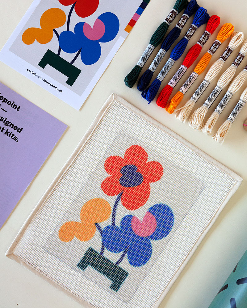 Mickebana Trio Beginner Needlepoint Kit by Unwind Studio