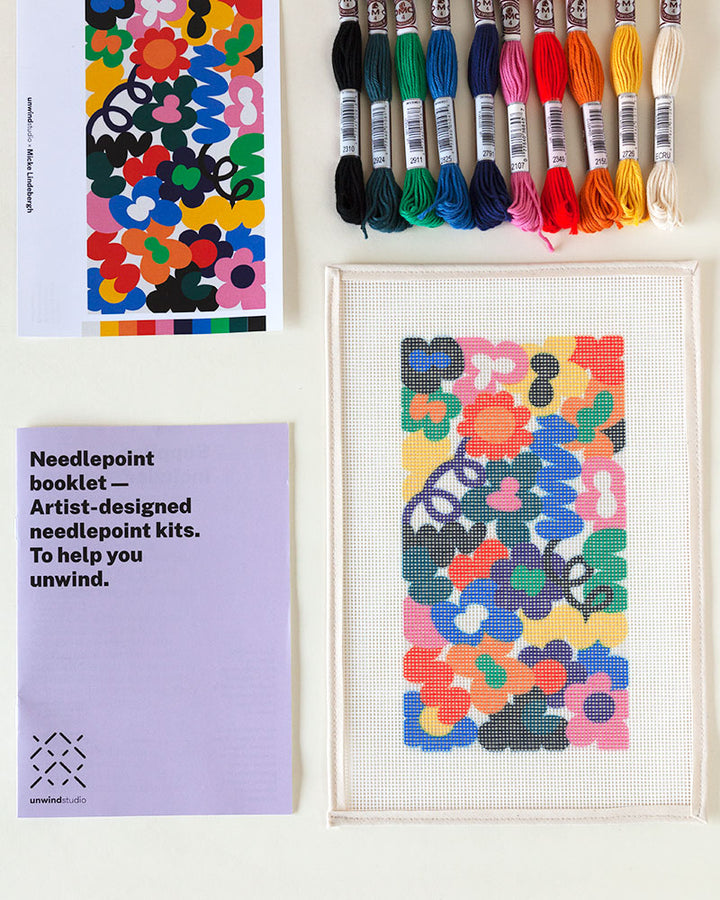 Jungley Flowers Needlepoint Kit by Unwind Studio