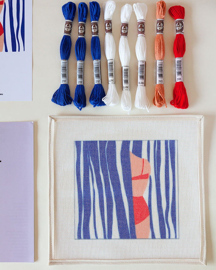 Marinière Needlepoint Sunglasses Case Kit by Unwind Studio