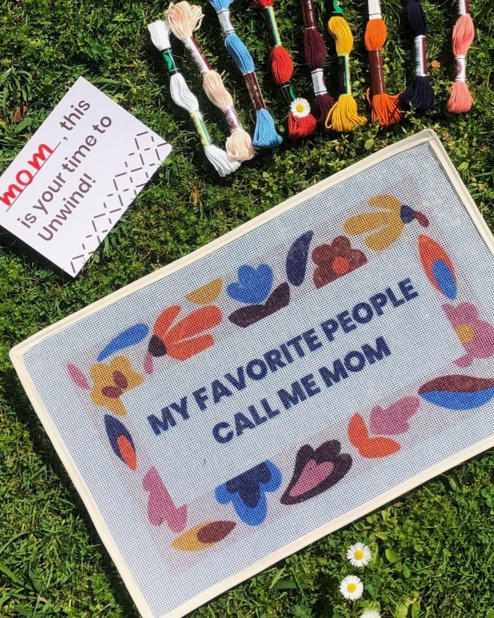 "My Favorite People call me Mom" Needlepoint Cushion Kit by Unwind Studio