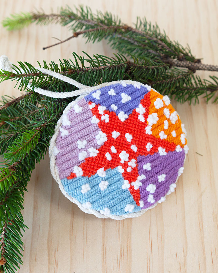 Green & Orange Snowing Night Needlepoint Kit by Unwind Studio