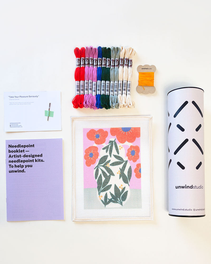 Poppy Pot Needlepoint Kit by Unwind Studio