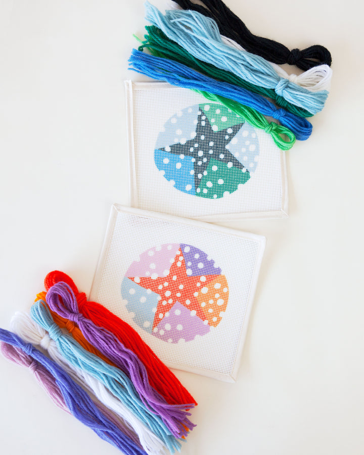 Green & Orange Snowing Night Needlepoint Kit by Unwind Studio