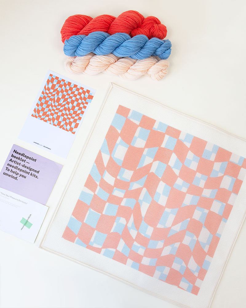 Summer Checker Needlepoint Cushion Kit by Unwind Studio