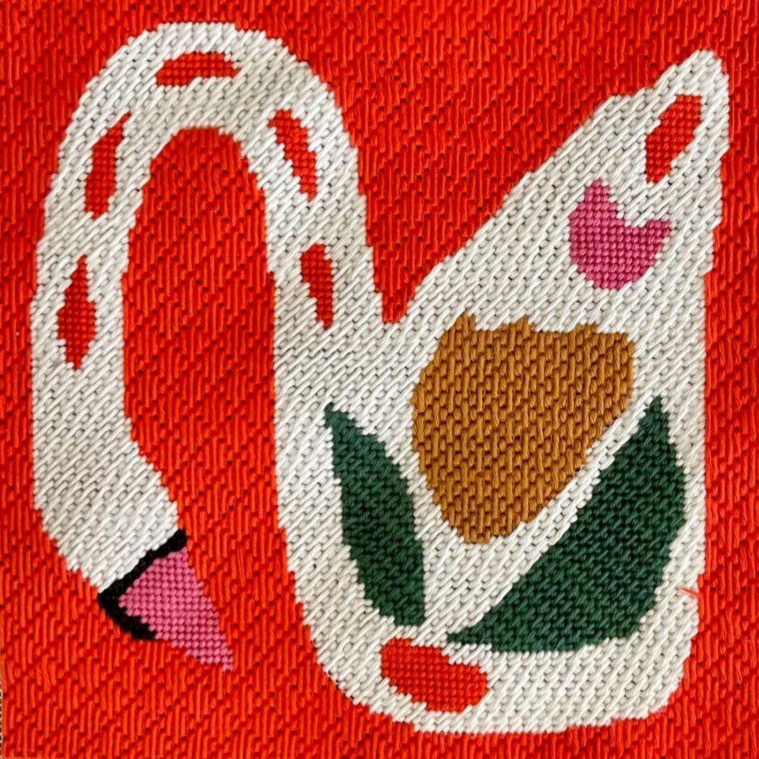 Swan on Red Needlepoint Kit - Stitch Guide